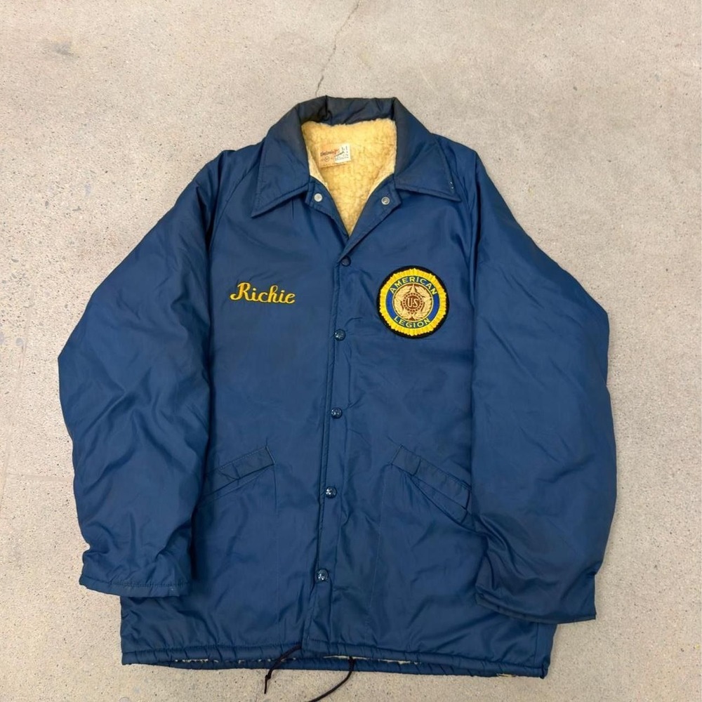 Vintage 1970s Fleece Lined American Legion Jacket (Fits L)